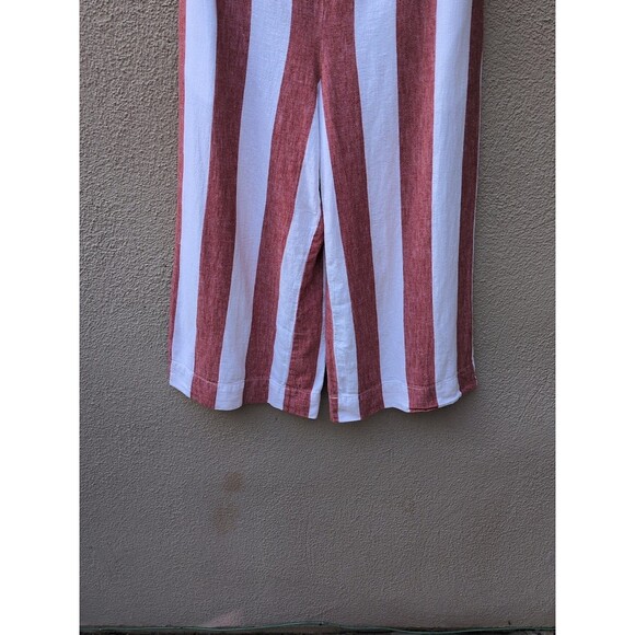 Madewell Pants SM Linen Huston PullOn Wide-Leg Striped Cropped Pants Rust /White - Picture 6 of 11